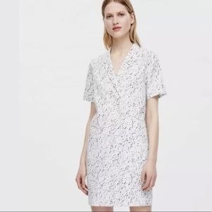 COS Speckled Marble Print Faux Wrap Shirt Dress